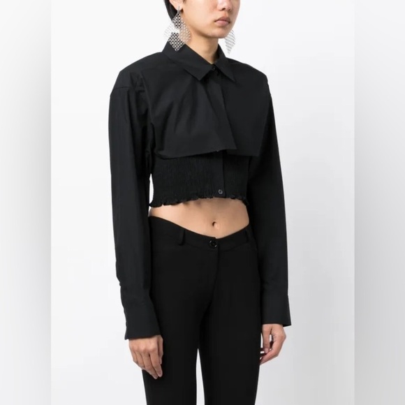 ๐ฅ ๐ ALEXANDER WANG Twinset layered smocked shirt NWT $450 small - Picture 3 of 9